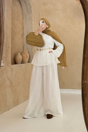 Pinterest Naturleinen-Set Weiß - Nuuwears