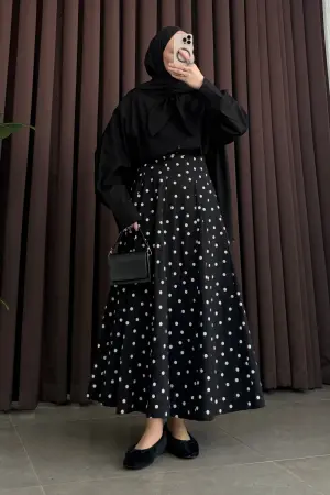 Pinterest Polka Dot Skirt Black - Nuuwears