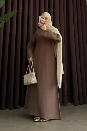 Pinterest Vibe Natural Linen Dress Milky Coffee - Nuuwears