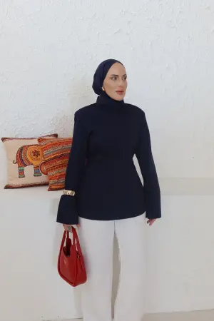 Pinterest Viral Helen Bluse Marineblau - Nuuwears