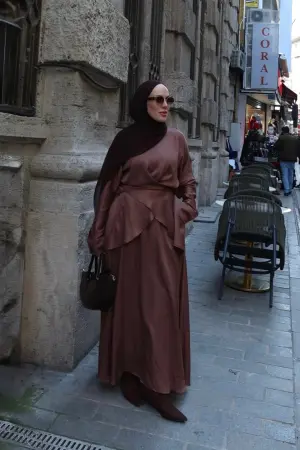 Pinterest Viral Saten Etek Takım Kahve - Nuuwears