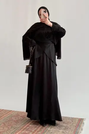 Pinterest Viral Satin Skirt Set Black - Nuuwears