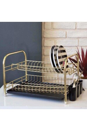 Pipe Dish Rack Plate Rack Gold lrn565 - LarinHome
