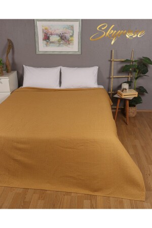 Pique Waffle Pattern 100% Cotton Bedspread Pique Bedspread 240x230 Cm King Size - Skyrose