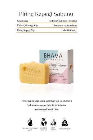 Pirinç Kepeği Doğal Sabunu Leke Giderici Cilt Beyazlatıcı Özellikli 936493-2 - bhava cosmetics