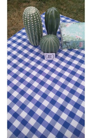Piti Checkered Blue Tablecloth - Table Cloth - Picnic Cloth Cotton - Sofrabezidiyari
