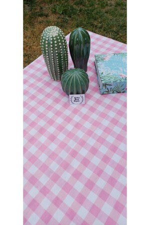 Piti Checkered Pink Tablecloth - Table Cloth - Picnic Cloth Cotton - Sofrabezidiyari