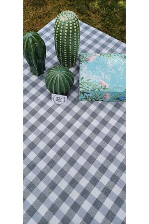 Piti karierte graue Tischdecke – Tischdecke – Picknicktuch Baumwolle - Sofrabezidiyari