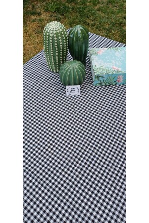 Piti karierte schwarze Tischdecke – Tischdecke – Picknicktuch aus Baumwolle - Sofrabezidiyari