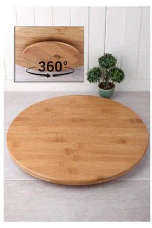Pizza Serving Plate with Bamboo Rotary Stand 35 X 35 Cm Diameter bdsps35 - entarzlife