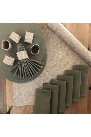 Placemat - 6 Plates - 6 Napkins 6 Napkin Rings And Runner Jut Pattern - Desen Izmir