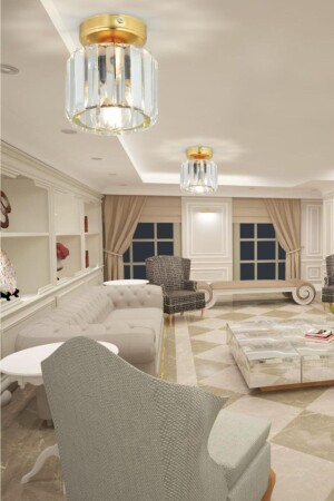 Plafonier Ceiling Gold Y-10 Crystal Stone Chandelier ist2000225 - İstanbul Avize