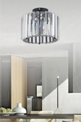 Plafonyer Tavan Elmas 22 Cm Siyah Kristal Taşlı Avize 1605040012318 - İstanbul Avize