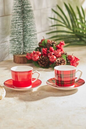 Plaid Coffee Cup Set for 2 People 80 ml 153. 03. 06. 5268 - Karaca