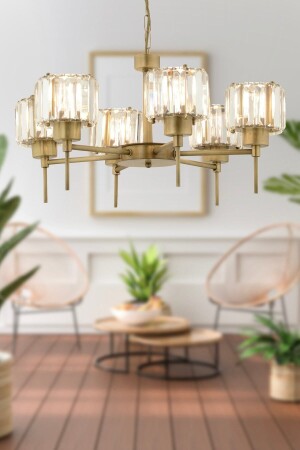 Plain 6-Piece Antique Crystal Stone Modern Design Living Room-Bedroom Crystal Living Room Chandelier 7000-1146-11-06 - Apliqa