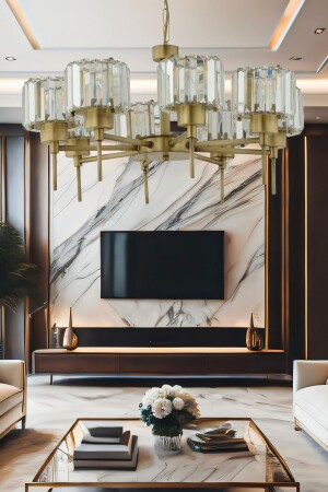 Plain 8-Piece Tumbled Crystal Stone Modern Design Living Room-Bedroom Crystal Living Room Chandelier 7000-1146-11-08 - Apliqa
