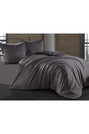 Plain Anthracite Double Cotton Only 1 Piece Duvet Cover Only_Duvcover - Şanlı