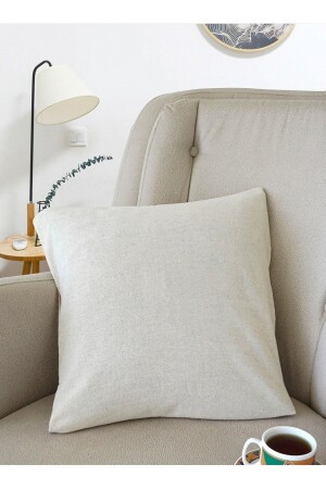 Plain Beige Raw Linen Throw Pillow Cover - Suitable for Punch Processing - İdil
