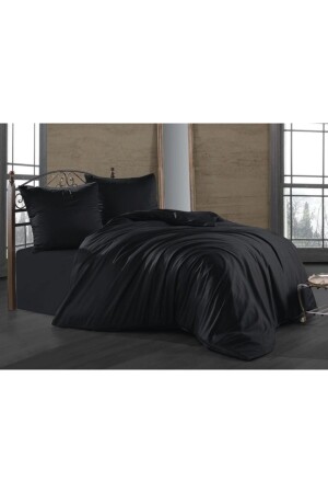 Plain Black Double Cotton Only 1 Piece Duvet Cover. Only_Duvet Cover - Şanlı