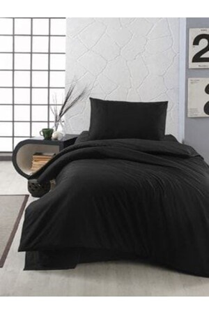 Plain Black Single Duvet Cover Set - Üntaş