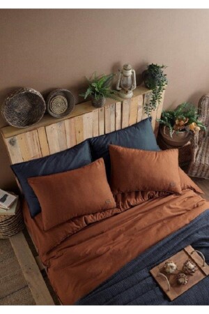 Plain Brown 100% Cotton Sheet Elastic Double Duvet Cover Set *Double Stitched Washable 100% Cotton GH2245 - Ecosse
