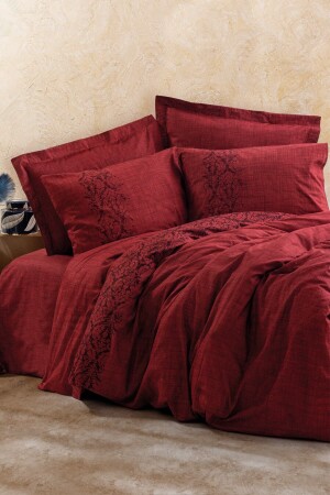 Plain Çift Kişilik Nevresim Takımı Sooty Bordo 1843p - Cotton Box