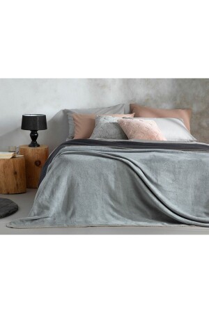 Plain Cotton Double Blanket 200x220 Cm Gray-anthracite 10036803 - English Home