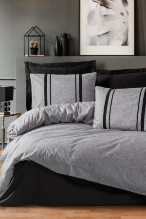 Plain Double Duvet Cover Set Bitter Grey-black 1843p - Cotton Box