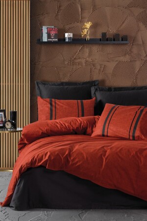 Plain Double Duvet Cover Set Bitter Tile-black 1843p - Cotton Box