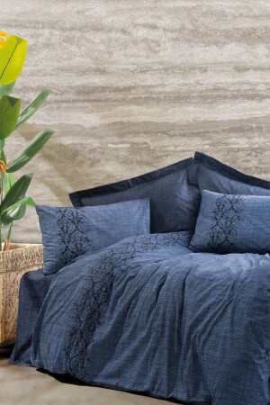 Plain Double Duvet Cover Set Sooty Denim. 1843p - Cotton Box