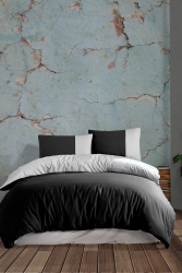 Plain Siyah Gri %100 Pamuk Ranforce Çift Kişilik Çift Taraflı Nevresim Takımı 200x220 CTNTPLSG20 - Cote Blanc