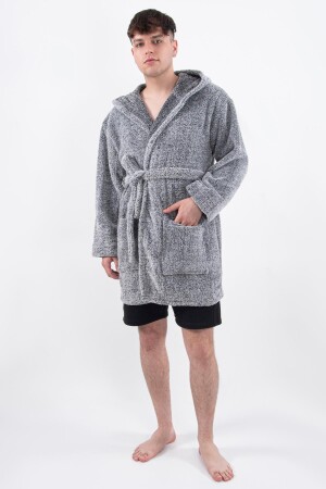Plain Unisex Dressing Gown Bathrobe Wellsoft Plush Hooded Dressing Gown for Men and Women - Zeynep Tekstil