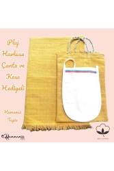 Plaj Havlusu Çantalı Sarı PHM01 - Hammamlife