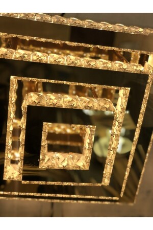 Plaque Crystal Stone Embroidered 304 Yellow Stainless Led AL-6168-3QUARE - ALA AYDINLATMA