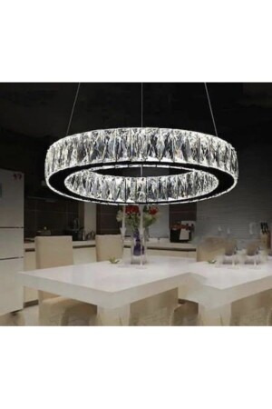 Plaque Crystal Stone Embroidered LED Chandelier AL-6167-1K - ALA AYDINLATMA
