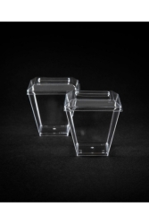 Plastic Acrylic Prism Cubic Bowl 200cc 24 Pieces - With Lid 88000110008 - Genel Markalar