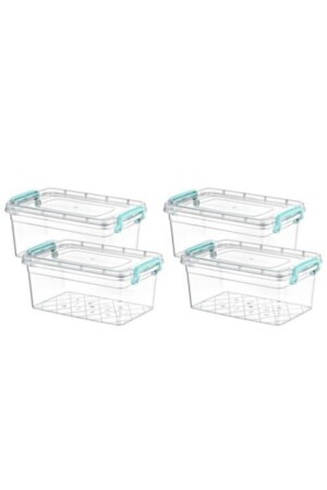 Plastic Box 4 Pieces Storage Container with Lid and Handle 2 lt 14x22x10 - Kivi Home