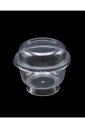 Plastic Crystal Dessert Container - With Lid 180cc 25 Pieces, Disposable 14SUS-543 - Genel Markalar