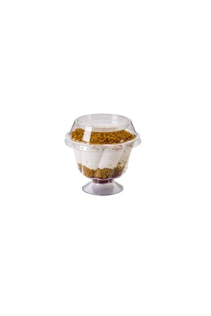plastic dessert ice cream serving bowl 25pcs cup + lid crystal mica disposable - Kristalp