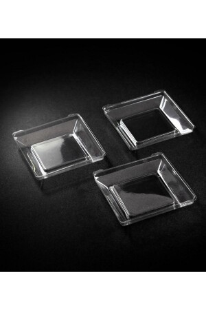 Plastic Mini Square Plate 6x6cm - 50 Pieces (1 Pack) - Genel Markalar