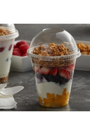 Plastic Transparent Cup with Lid 300 ml cc Milkshake Coffee Lemonade Glass 100 Pieces Miopet100400cc - Genel Markalar