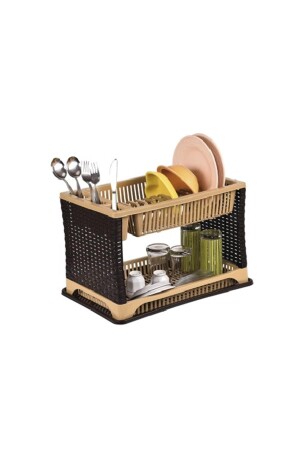 Plate Dish Rack Knitted Rattan 2 Layer sp-180 - Sağlık Plastik