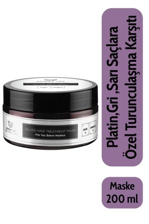 Platin-sulfatfreie Lila-Haarpflegemaske mit Anti-Orangen-Keratin, speziell für blondes Haar, 200 ml - Ashley Joy