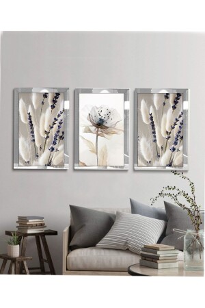 Plexiglass Framed Modern White Flower Painting Set of 3 - Yoktayok