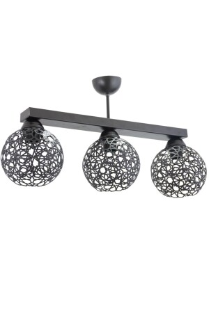 Plofonyer Seljuk Motif Model Retro Rustic Chandelier LMBDR3534BLKDİK - Lambadar