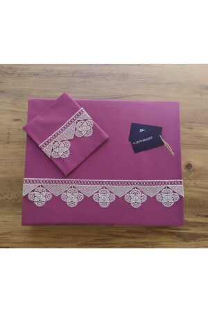 Plum Ottoman Needle Embroidered Double Duvet Cover Set FGD5656 - Çeyiz Bahçesi
