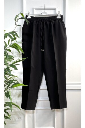 Plus Size Attractive Imported Drop Waist Elastic Waist Side Pocket Skinny Leg Trousers - Black - Aşkı Endam