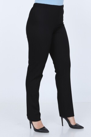 Plus Size Black Elastic Waist Trousers - Gül Moda