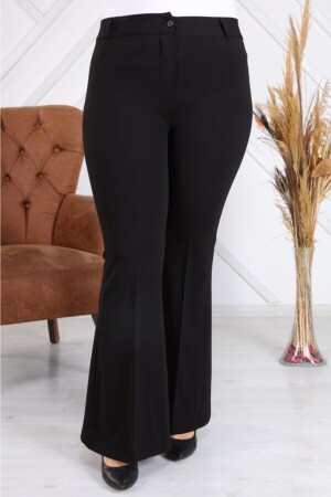 Plus Size Black Flared Trousers - Erbays
