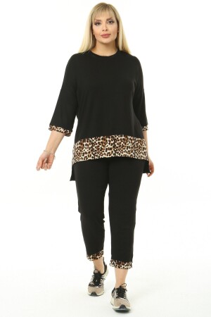 Plus Size Black Leopard Capri Suit - Heraxl